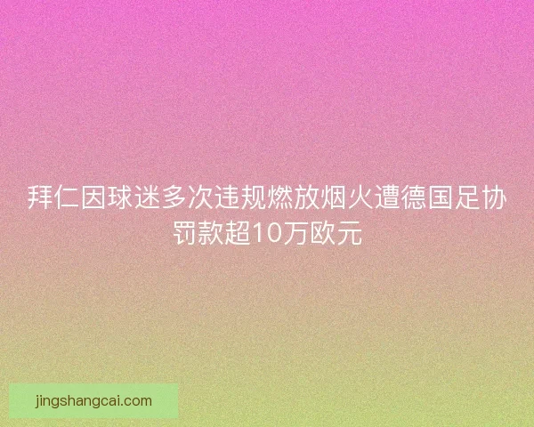 拜仁因球迷多次违规燃放烟火遭德国足协罚款超10万欧元